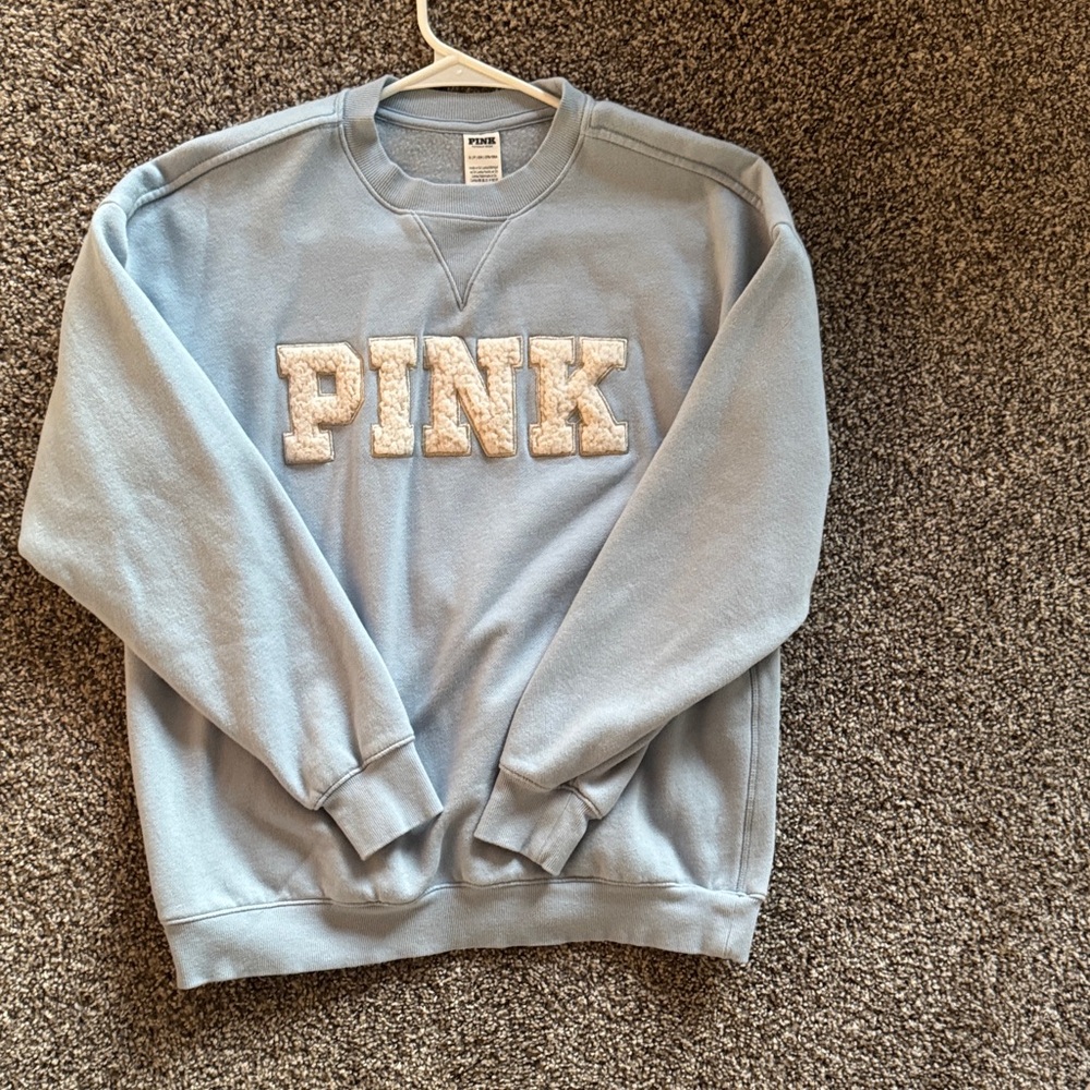 PINK Light Blue Crewneck Sweatshirt